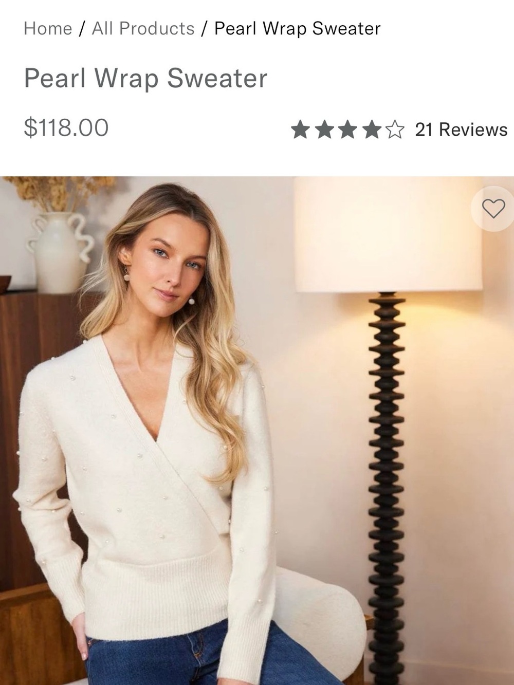 Karen Kane cashmere Pearl Wrap Sweater - Cream large